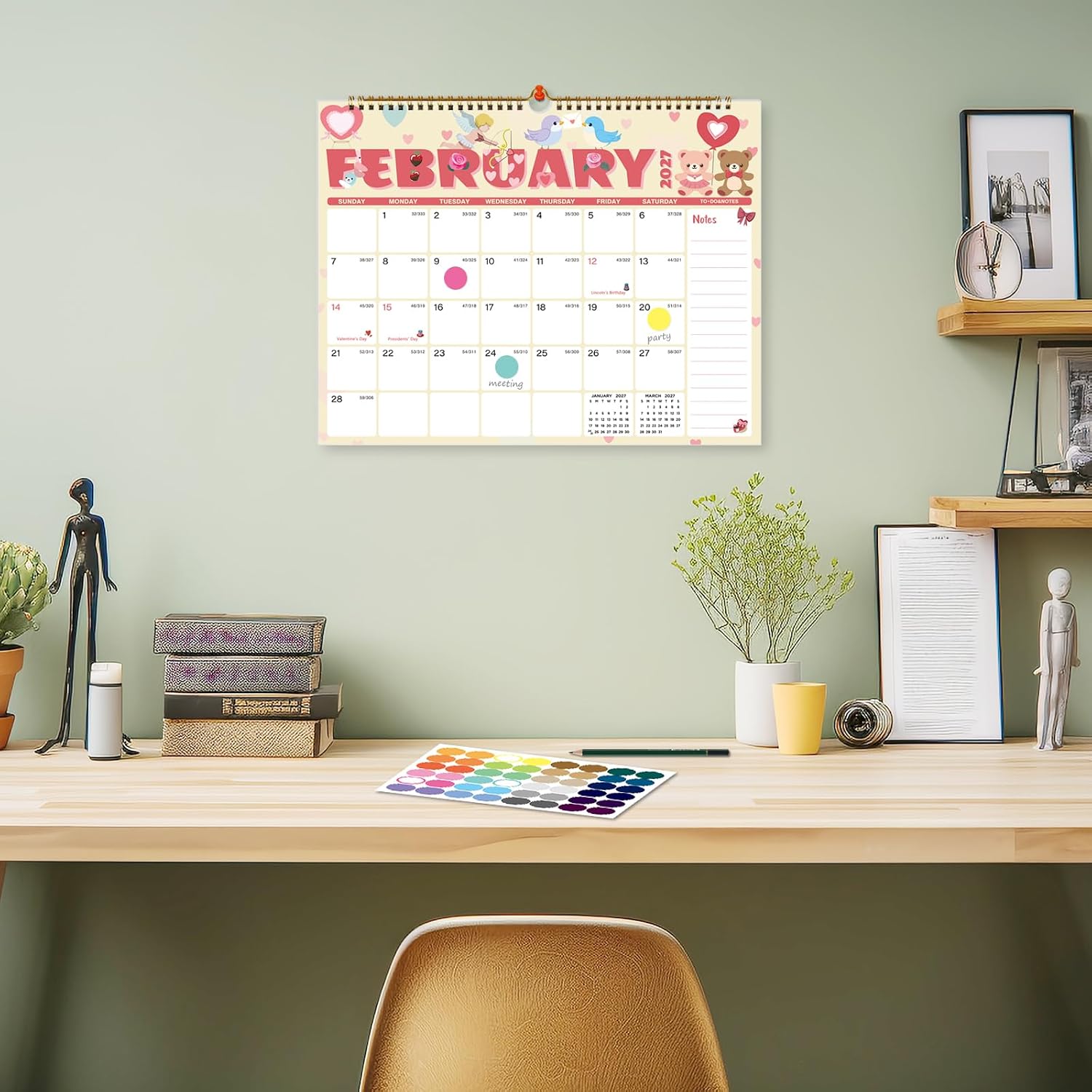 Thumbnail 6 de XISIDO 2026–2027 Wall Calendar, 18-Month Planner with Notes and Hanging Hook