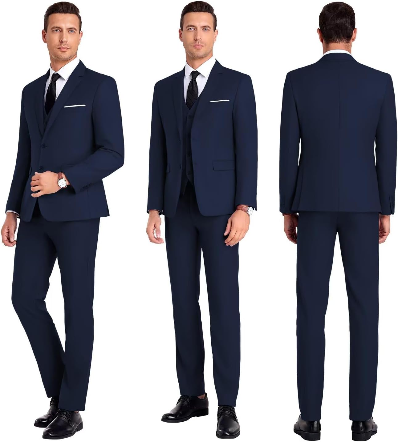 Detalle de High-End Suits Men Orange Slim Fit 3-Piece Suit for Groomsmen (Notched Lapel Jacket, Vest, Pants)