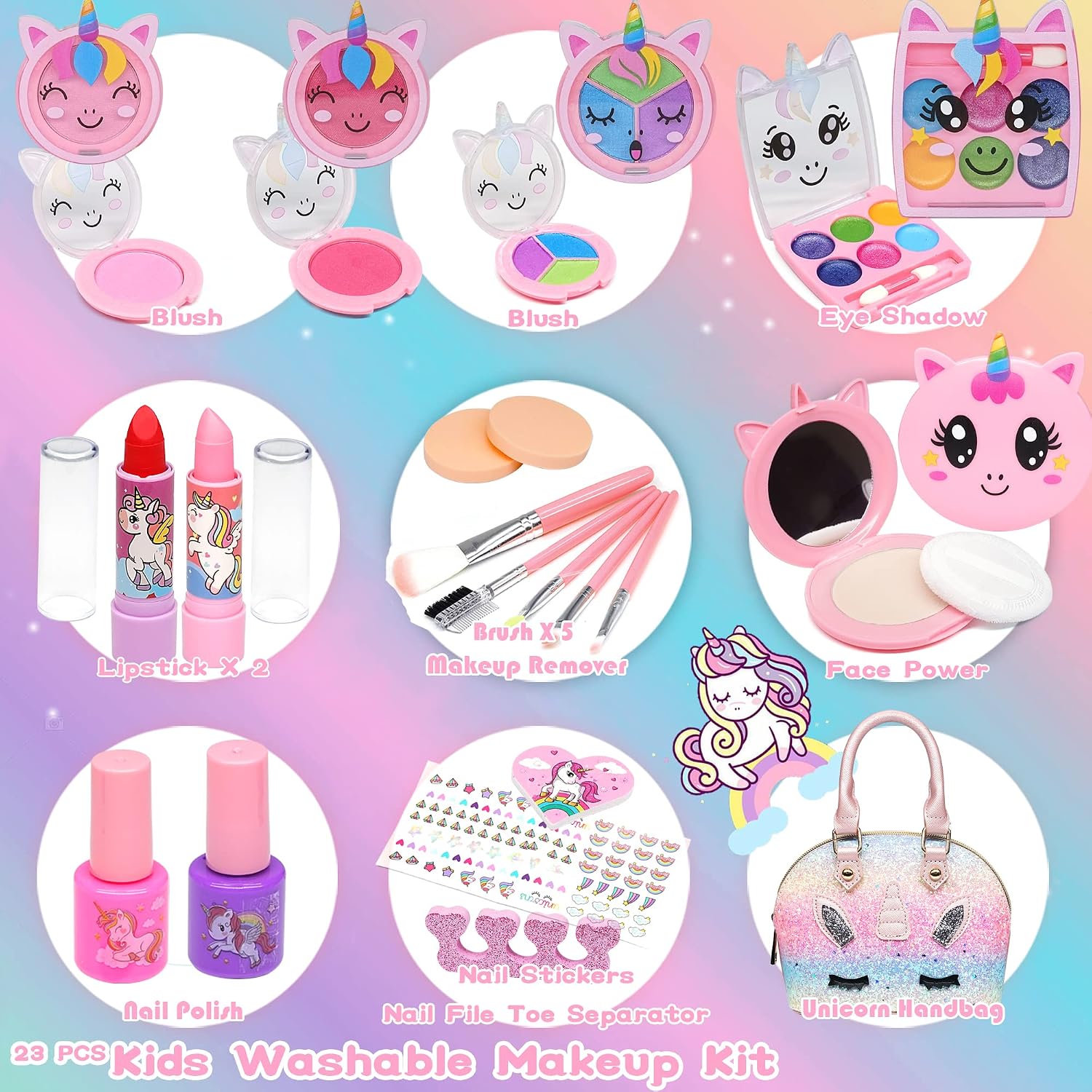 Detalle 2 de Kids Makeup Sets for Girls — Unicorn Washable Starter Kit