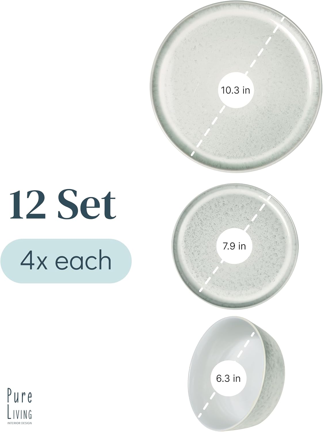 Detalle de 12 Piece Stoneware Dinnerware Set for 4 - Handmade Reactive Glaze in Light Beige