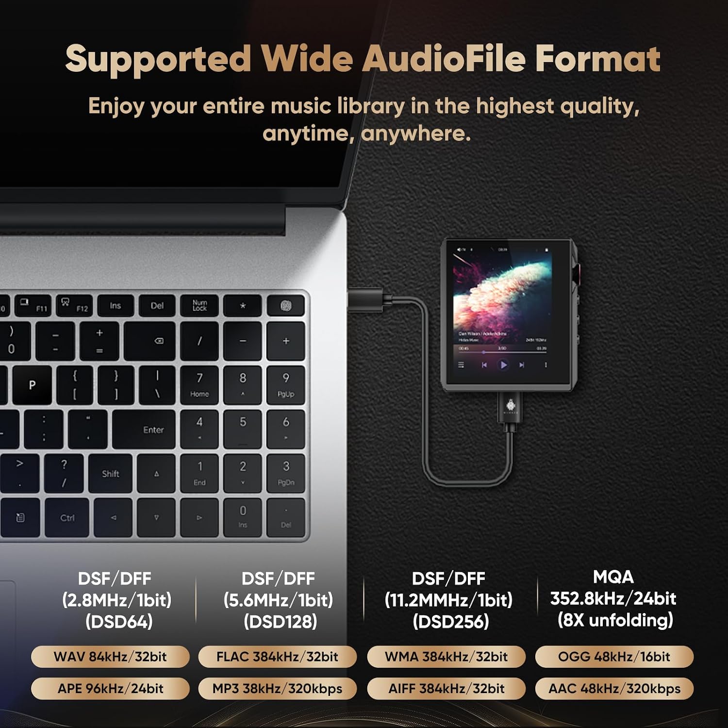 Detalle de Hidizs AP80 Pro-X : lecteur MP3 Bluetooth audiophile double DAC ESS9219C