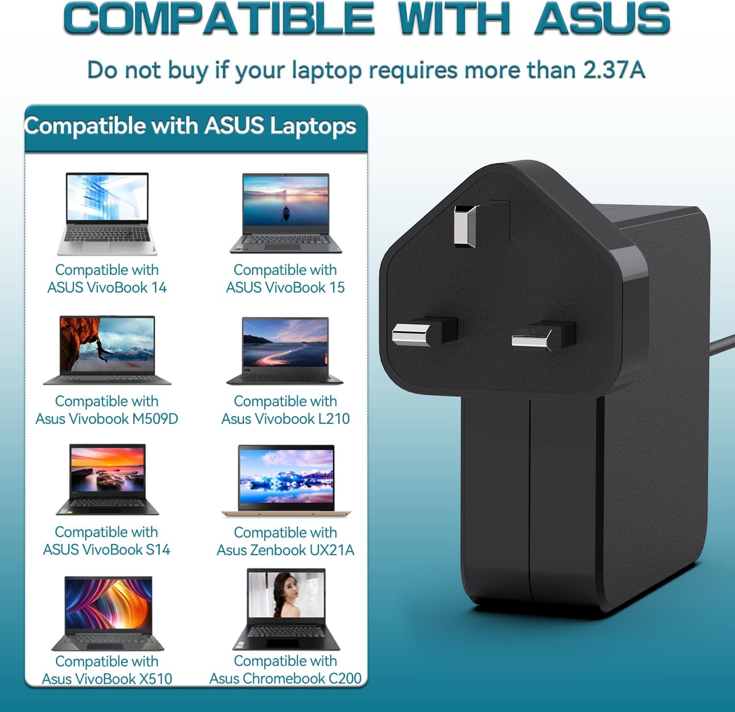 Thumbnail 5 de 45W Laptop Charger for ASUS VivoBook 19V