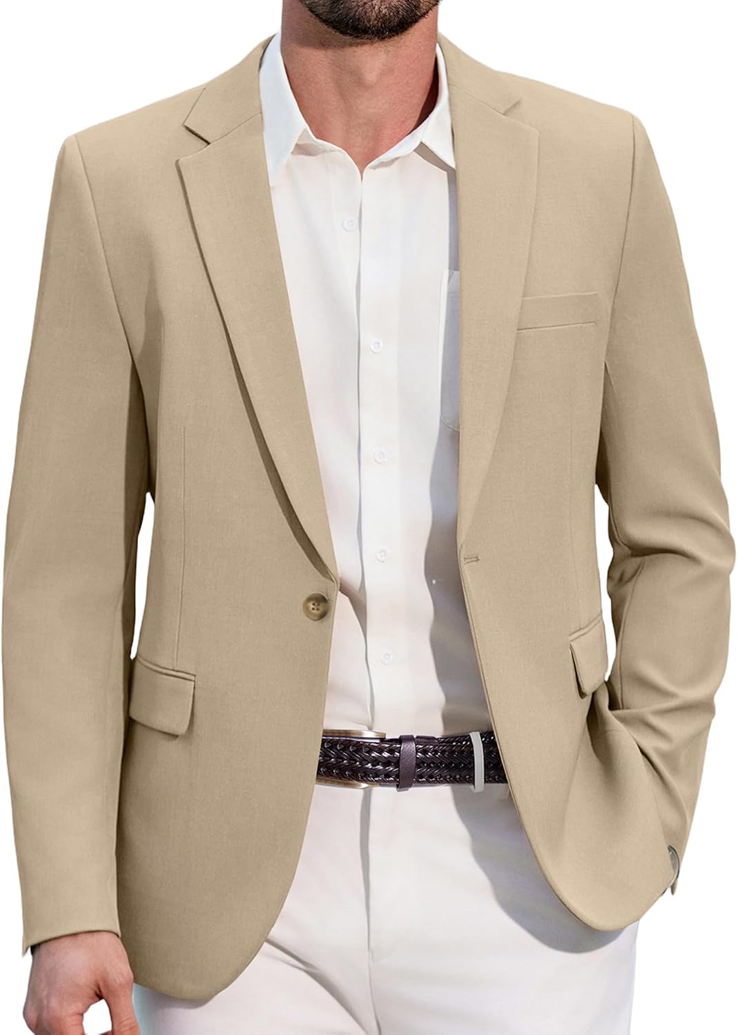 Detalle de COOFANDY Blazer sport casual 1 botón para hombre 👔