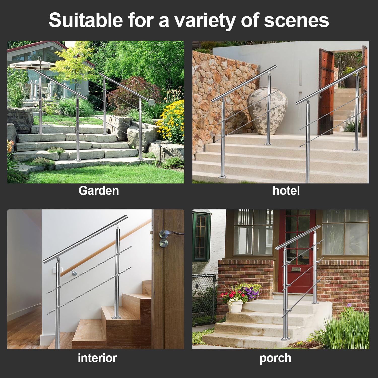 Thumbnail 5 de Sonnewelt Corrimano in acciaio INOX 120 cm – Ringhiera per scale interne ed esterne (senza barre trasversali)