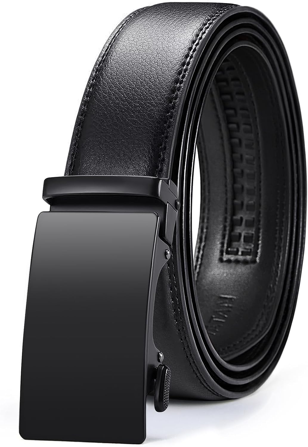 Detalle de VATAN Ceinture Homme Réglable à Cliquet en Cuir – Classique, Noir, 115 cm (34-38')