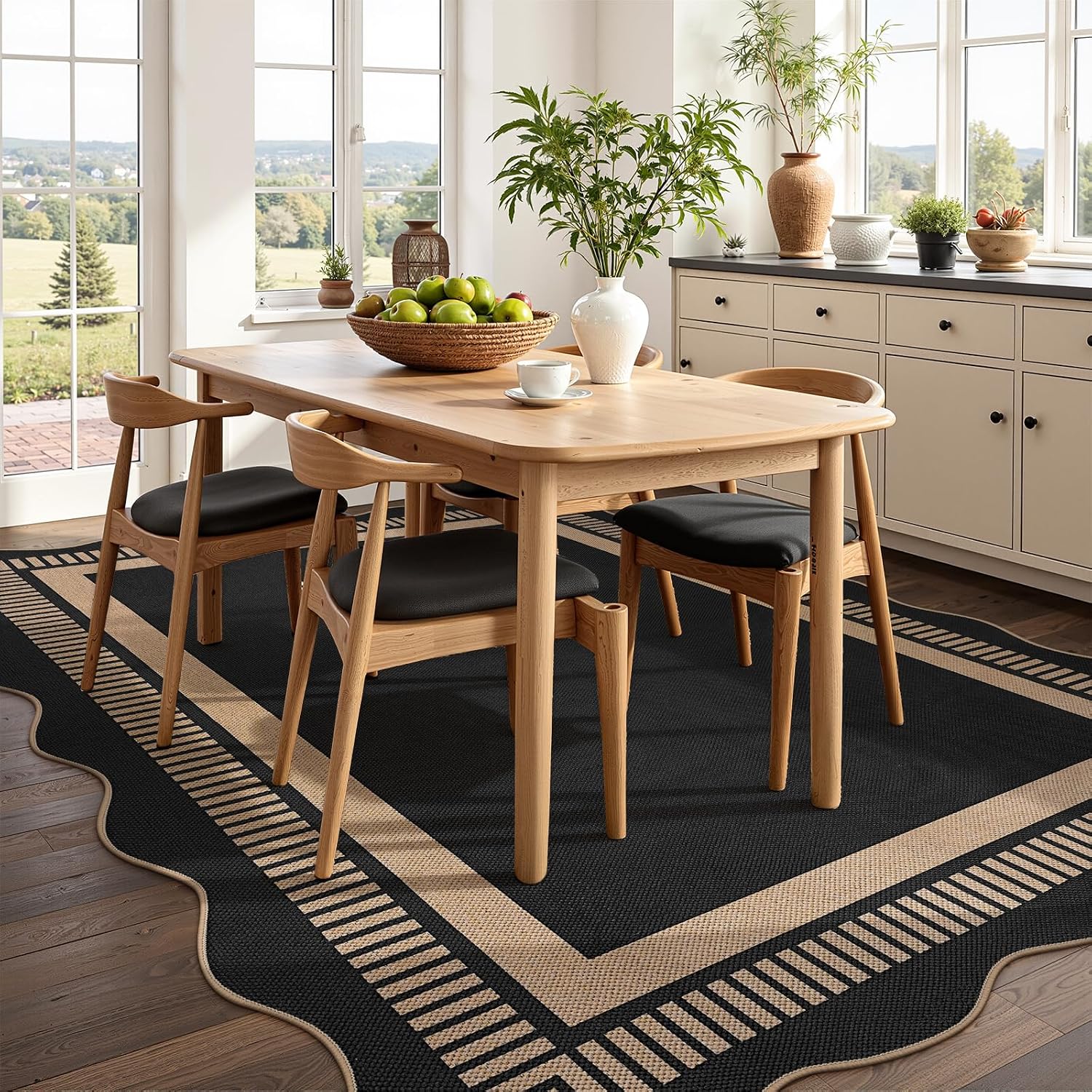 Detalle 1 de Dadasgk LDYUS-A022-Black-5x7 5' x 7' Washable Indoor-Outdoor Area Rug
