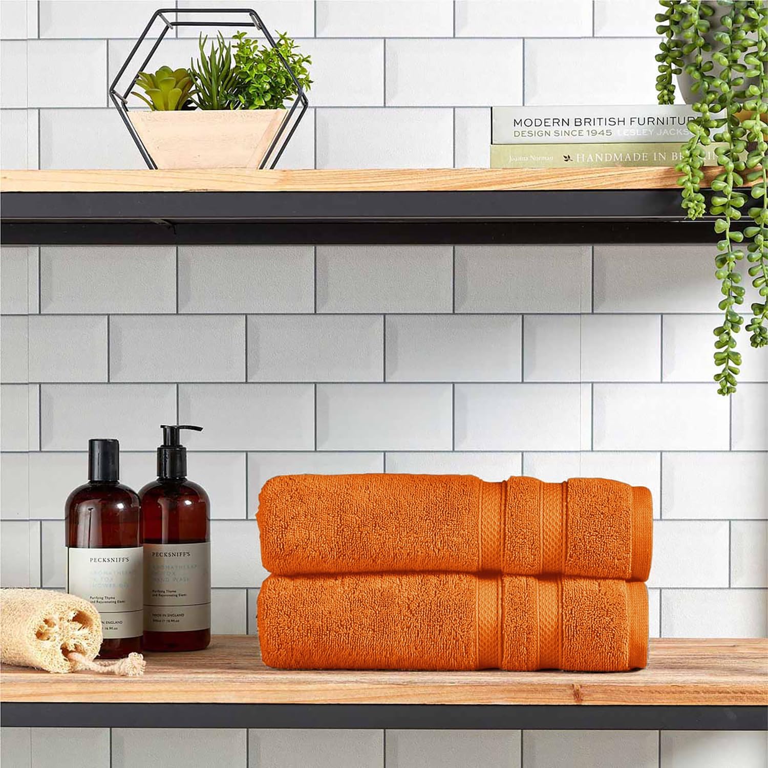 Thumbnail 1 de Christy Chroma Bath Sheets: Set of 2, 675GSM Extra-Absorbent 100% Cotton in Amber Orange