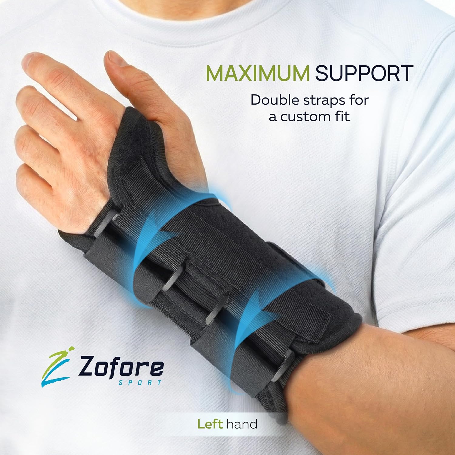 Detalle de ZOFORE SPORT zsWrist2s-Left-LXL Left Wrist Brace with Adjustable Straps