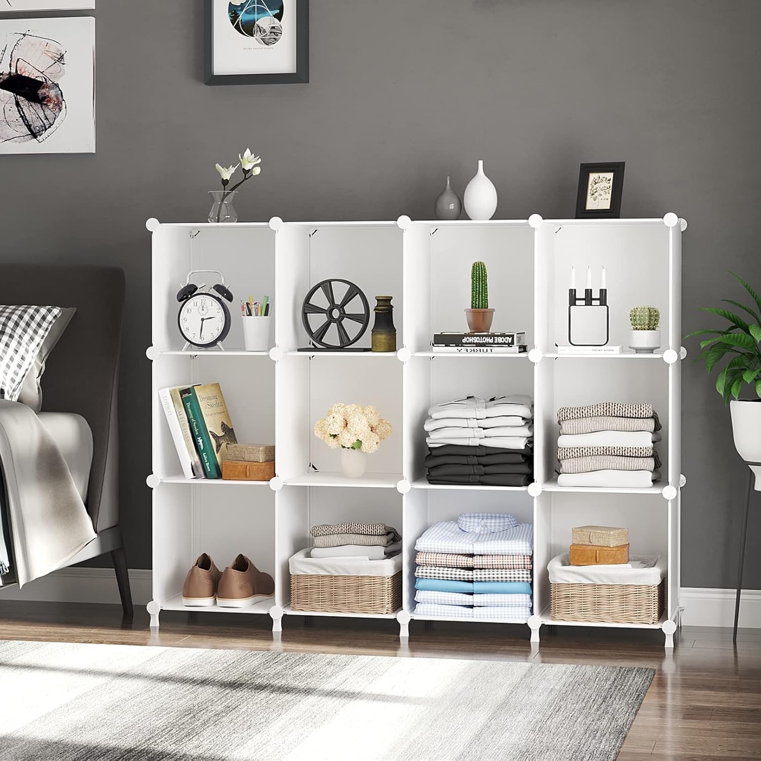 Thumbnail 3 de AWTATOS 12-Cube DIY Storage Organizer in White
