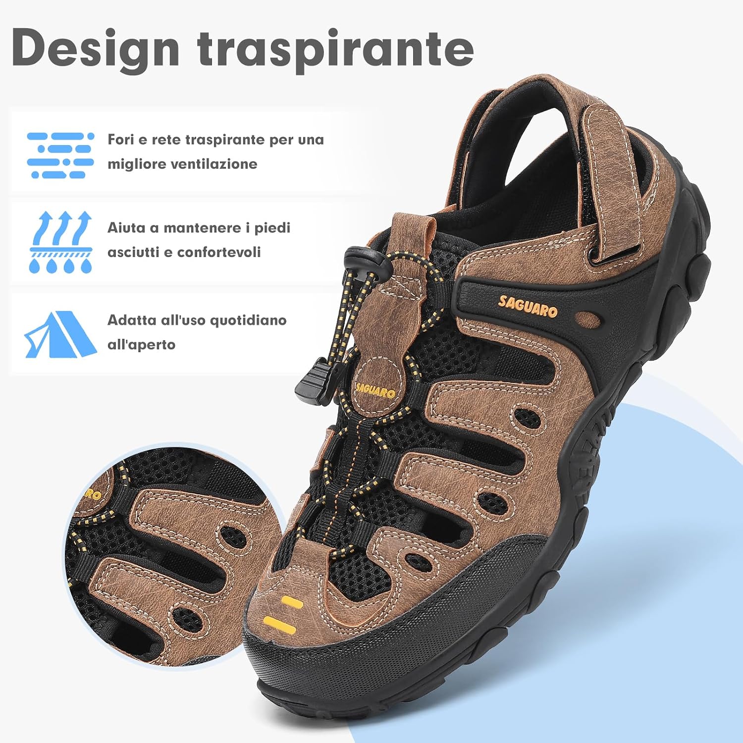 Detalle de SAGUARO Sandali da Trekking Uomo/Donna 36-46 EU: comfort e presa, chiusi e versatili
