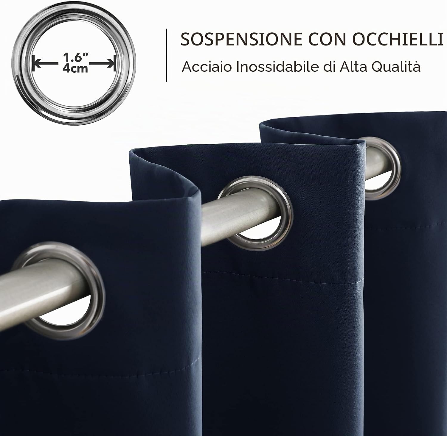 Detalle de Deconovo Tende Oscuranti per Interni, 2 pezzi, 132x214 cm, Blu Navy