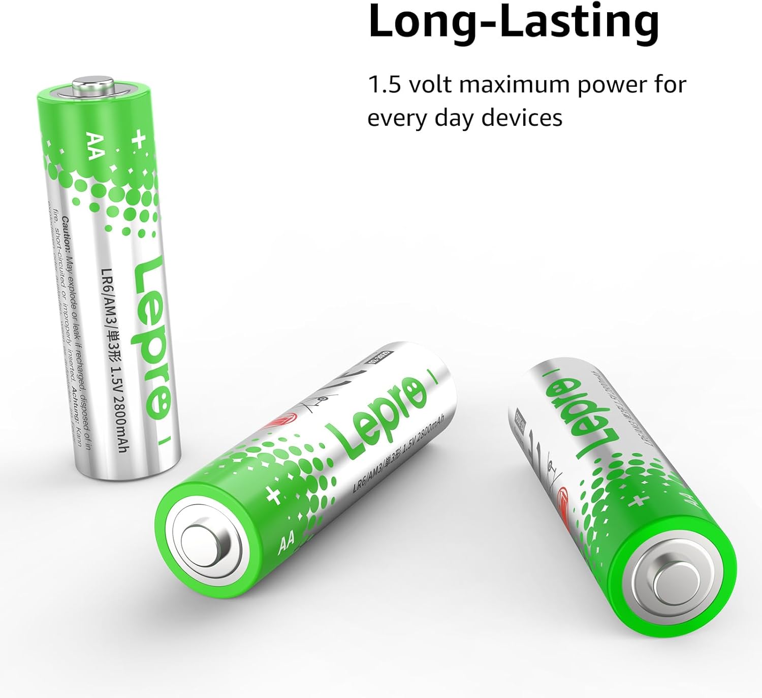 Detalle 2 de Lepro AA & AAA 48 Pack 1.5V alkaline batteries (24AA + 24AAA) with anti-leak design