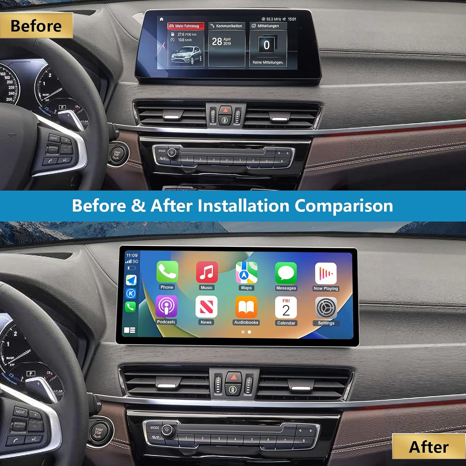 Detalle de Autoradio Ninetom écran tactile 12,3" pour BMW X1 F48 (2016-2022) avec CarPlay et Android Auto sans fil