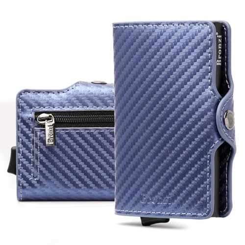 Detalle de Bronzi Nuovo Portafoglio Portacarte RFID – Slim Design Italiano in Blu