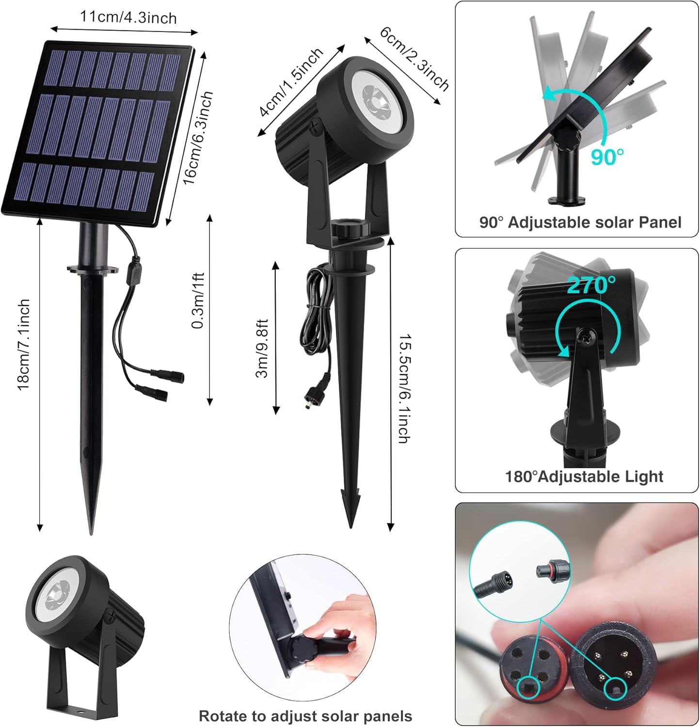Thumbnail 1 de NATPOW Solar Spotlights Outdoor Garden Lights (4-in-1) – RGB Colour Changing, Dusk-to-Dawn, IP65 Waterproof