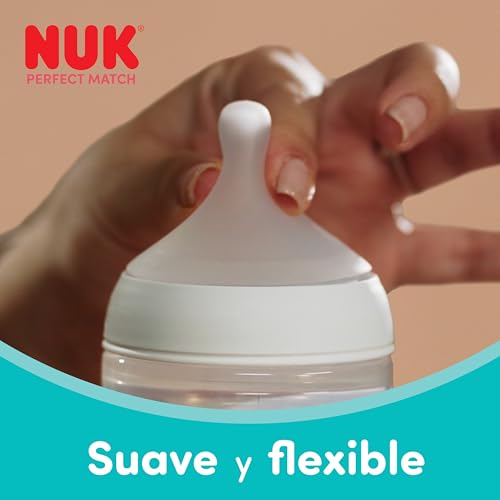 Detalle de NUK Perfect Match Set de 2 Biberones 260 ml con ventilación anticólico y control de temperatura