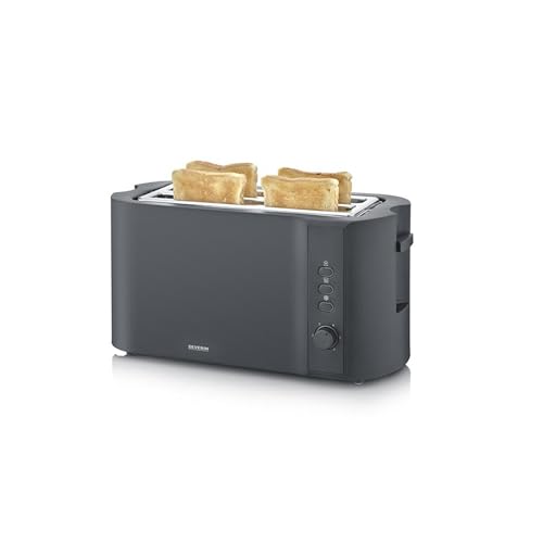 Detalle de SEVERIN Toaster Langschlitz 4 Scheiben AT 2591 – matt-schwarz, inkl. Brötchenaufsatz