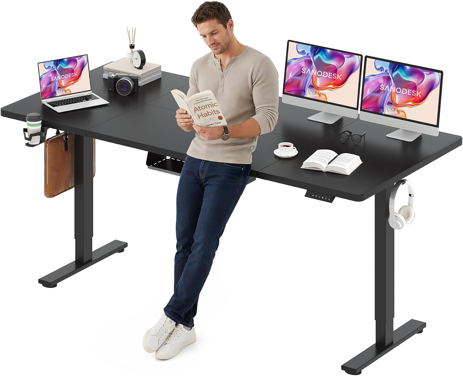 Detalle de SANODESK 156E Electric Standing Desk, 79" x 32" Top, Four Memory Presets