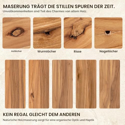 Detalle 2 de Fun Memories Schweberegale für die Wand – 2er Set aus recyceltem Ulmenholz, 24 Zoll