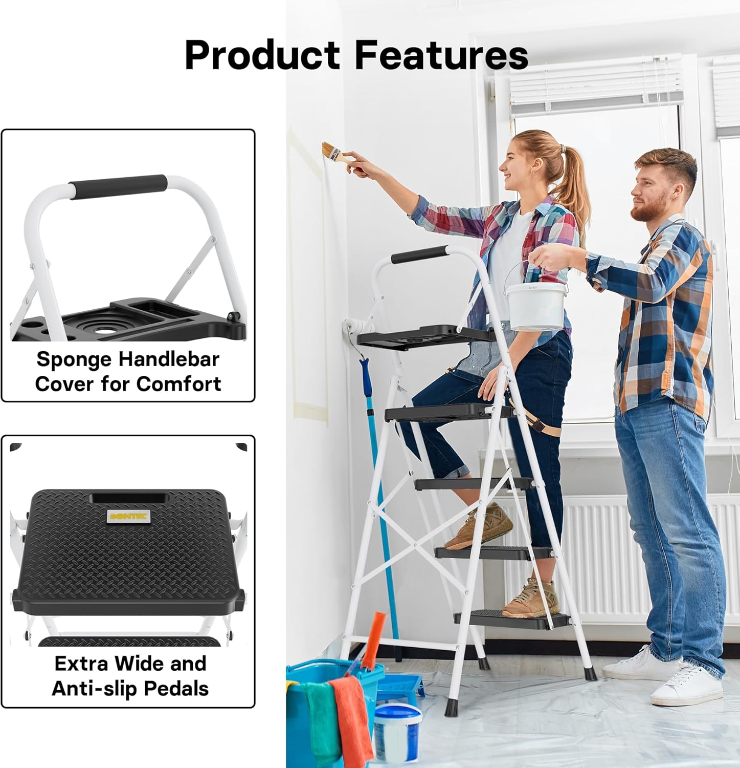 Detalle 2 de BONTEC 4 Step Ladder 150 kg capacity 🚪