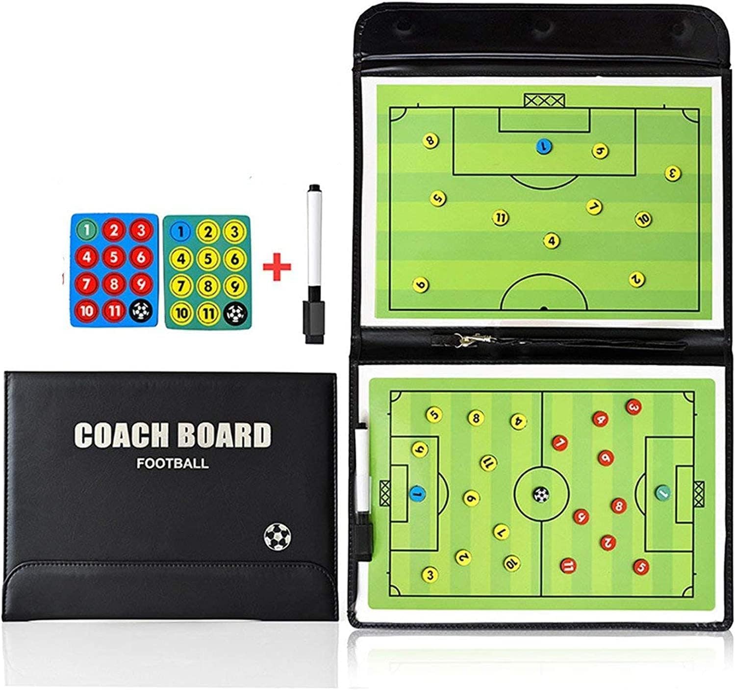 Detalle de CREADY magnetisch voetbaltrainingsbord met veld- en halfveldweergave