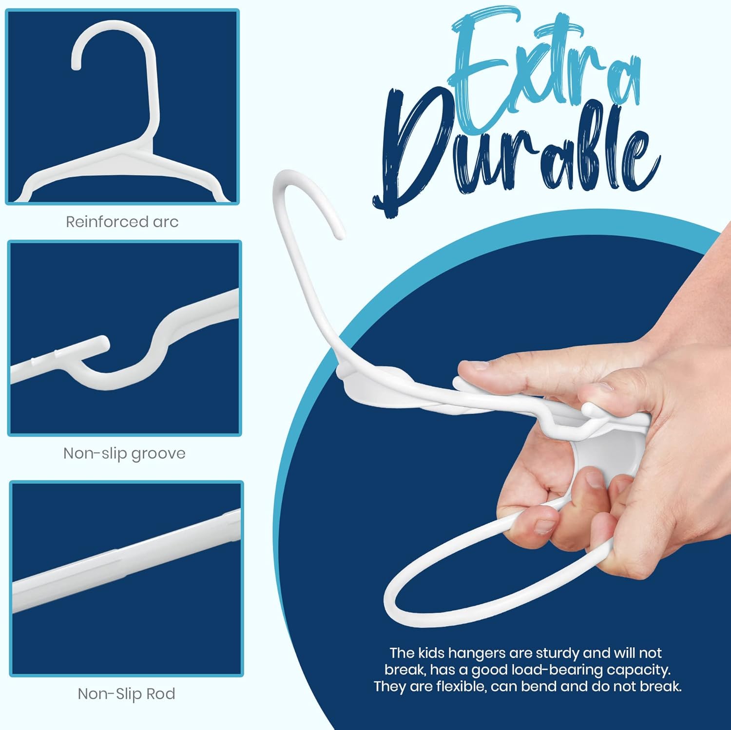 Detalle de Utopia Home Kids Plastic Hangers, 60 Pack, White, 11.5-Inch