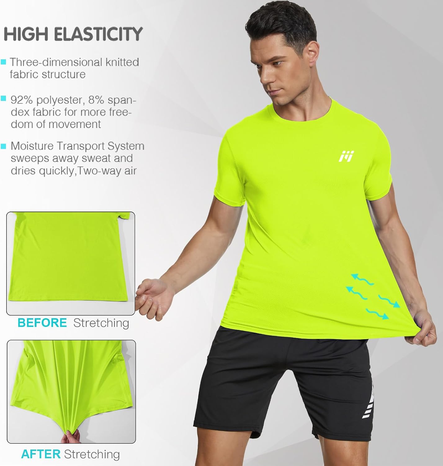Detalle de MEETWEE Sportshirt Herren – Kurzarm Mesh Funktionsshirt