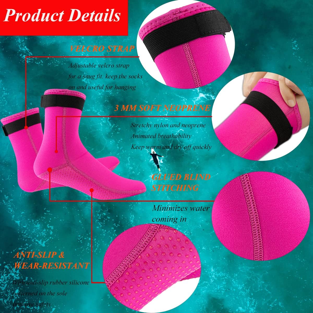 Thumbnail 3 de YDQUANI 3mm Neoprene Wetsuit Socks
