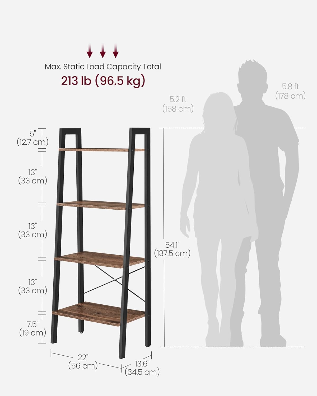 Detalle de VASAGLE Ladder Shelf 4-Tier