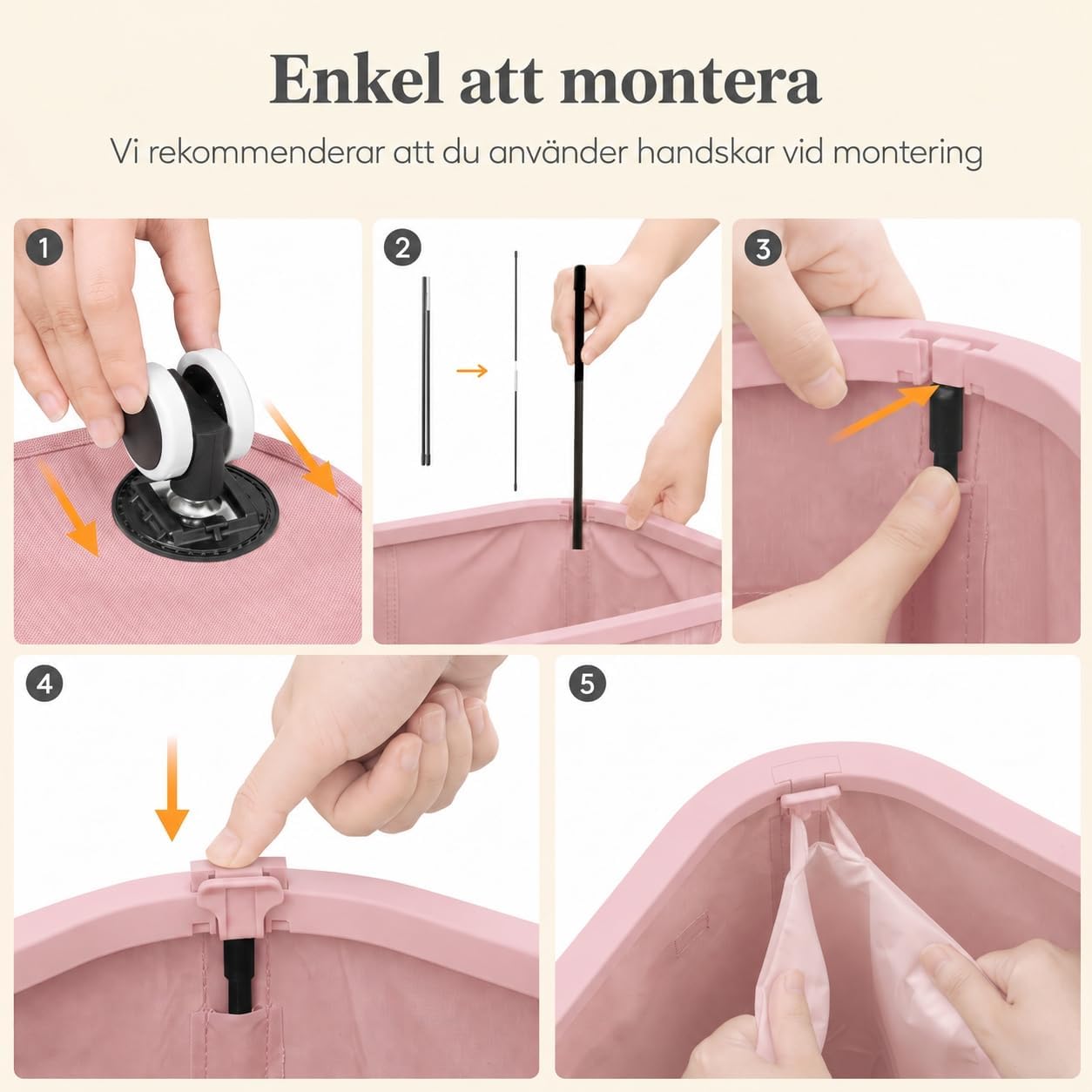 Detalle de Lifewit 24599 tvättkorg 85 l med hjul, lock och avtagbar innerpåse