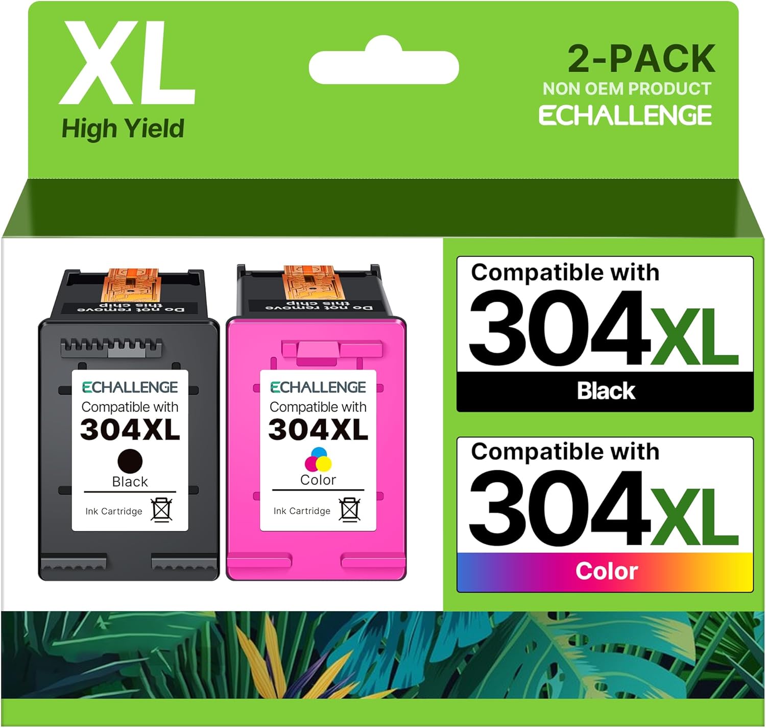 Detalle de ECHALLENGE 304/304XL Multipack (2-Pack) für HP 304 Druckerpatronen Schwarz & Farbe