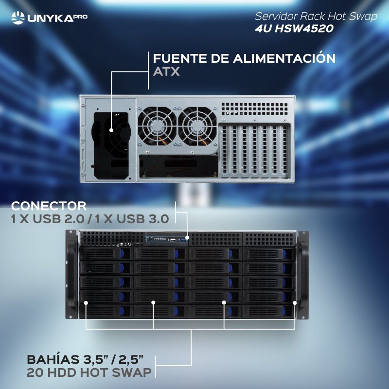 Thumbnail 3 de UNYKAch 4U HSW4520 NAS en rack 20 HDD