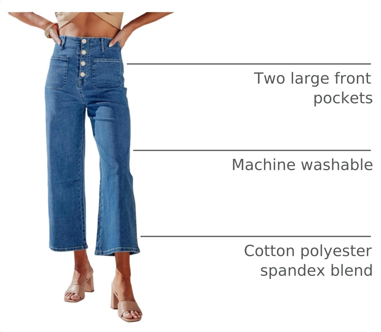 Detalle 2 de Sidefeel Women's Wide Leg Jeans High Waisted with Front Pockets