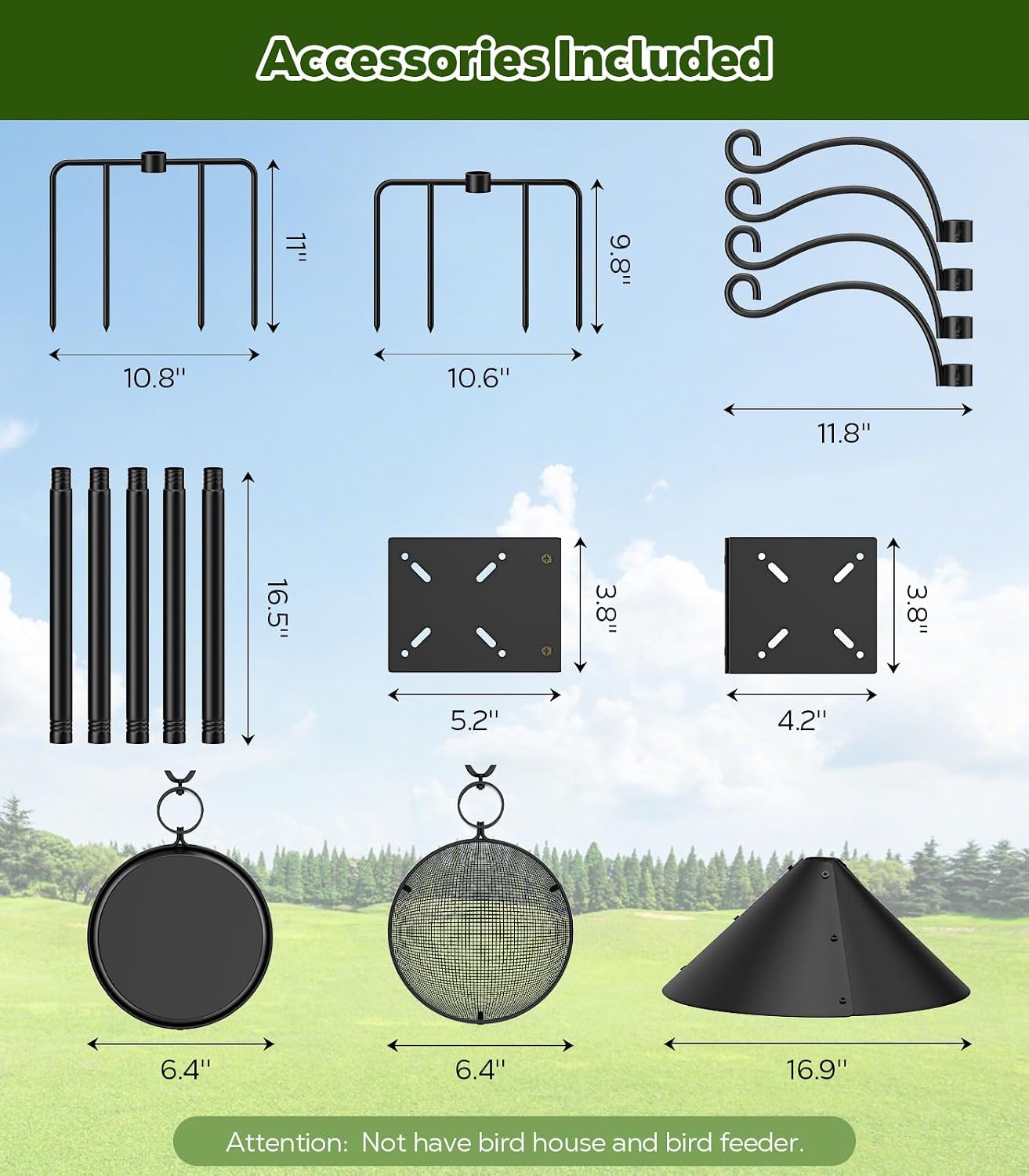 Thumbnail 6 de MoKo Outdoor Shepherd's Hooks Bird Feeder Pole, Adjustable 9-Prong Base