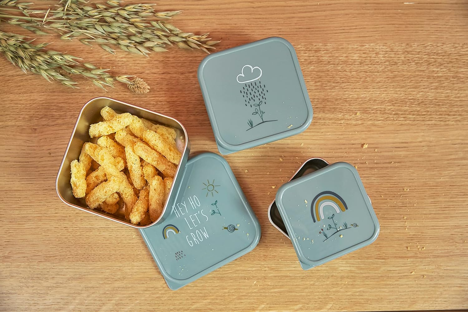 Detalle de LÄSSIG Snackbox 3er Set Edelstahl Garden Explorer – drei Größen, spülmaschinenfest