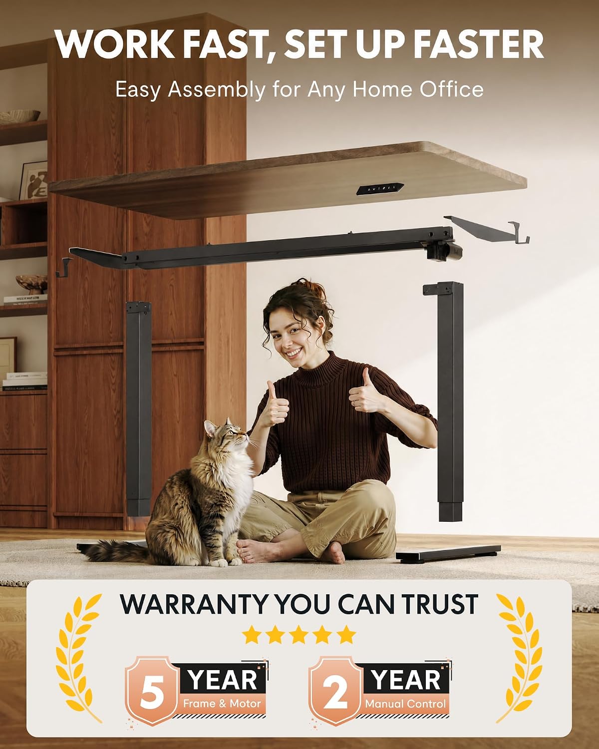 Detalle 2 de FLEXISPOT EN1 48" x 24" Electric Standing Desk, Seamless Top, 4 Presets