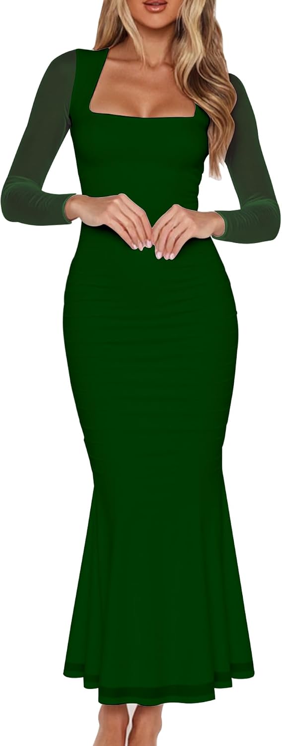 Thumbnail 5 de BORIFLORS Ruched Mesh Maxi Dress XS–XL