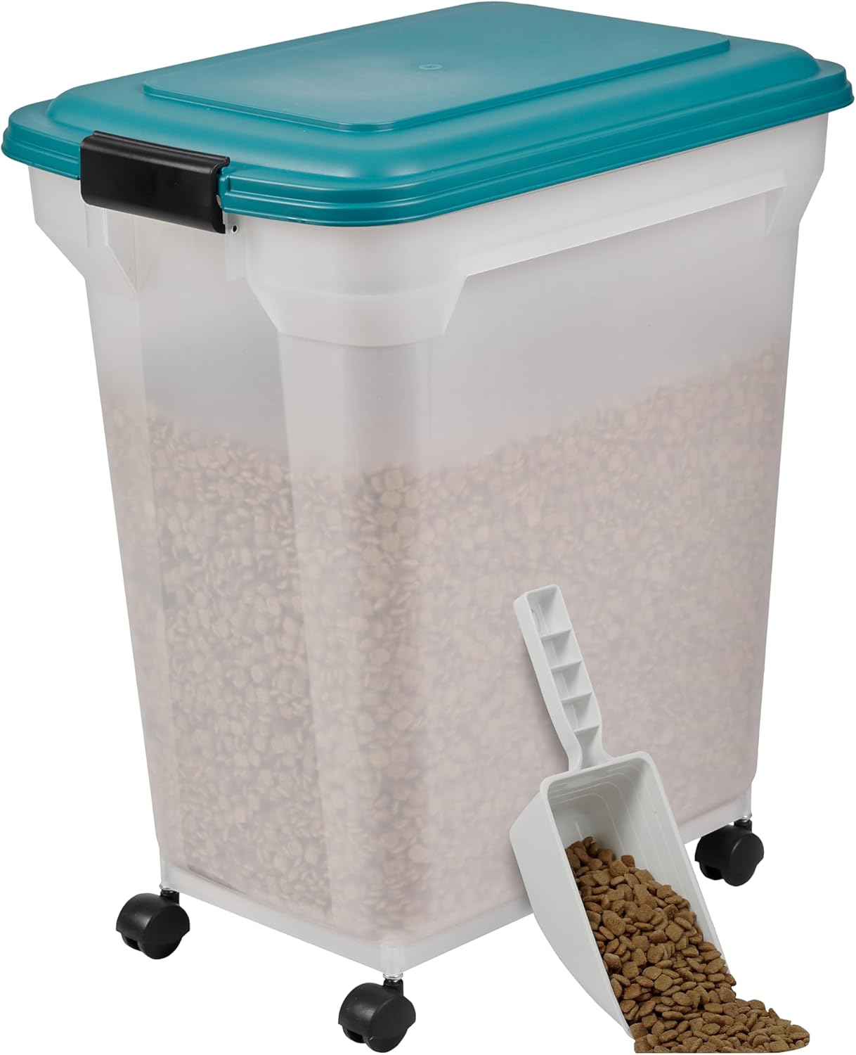 Iris Ohyama Boîte Hermétique à Croquettes 40 L / 15 kg avec Roues et Pelle – Bleu Sarcelle