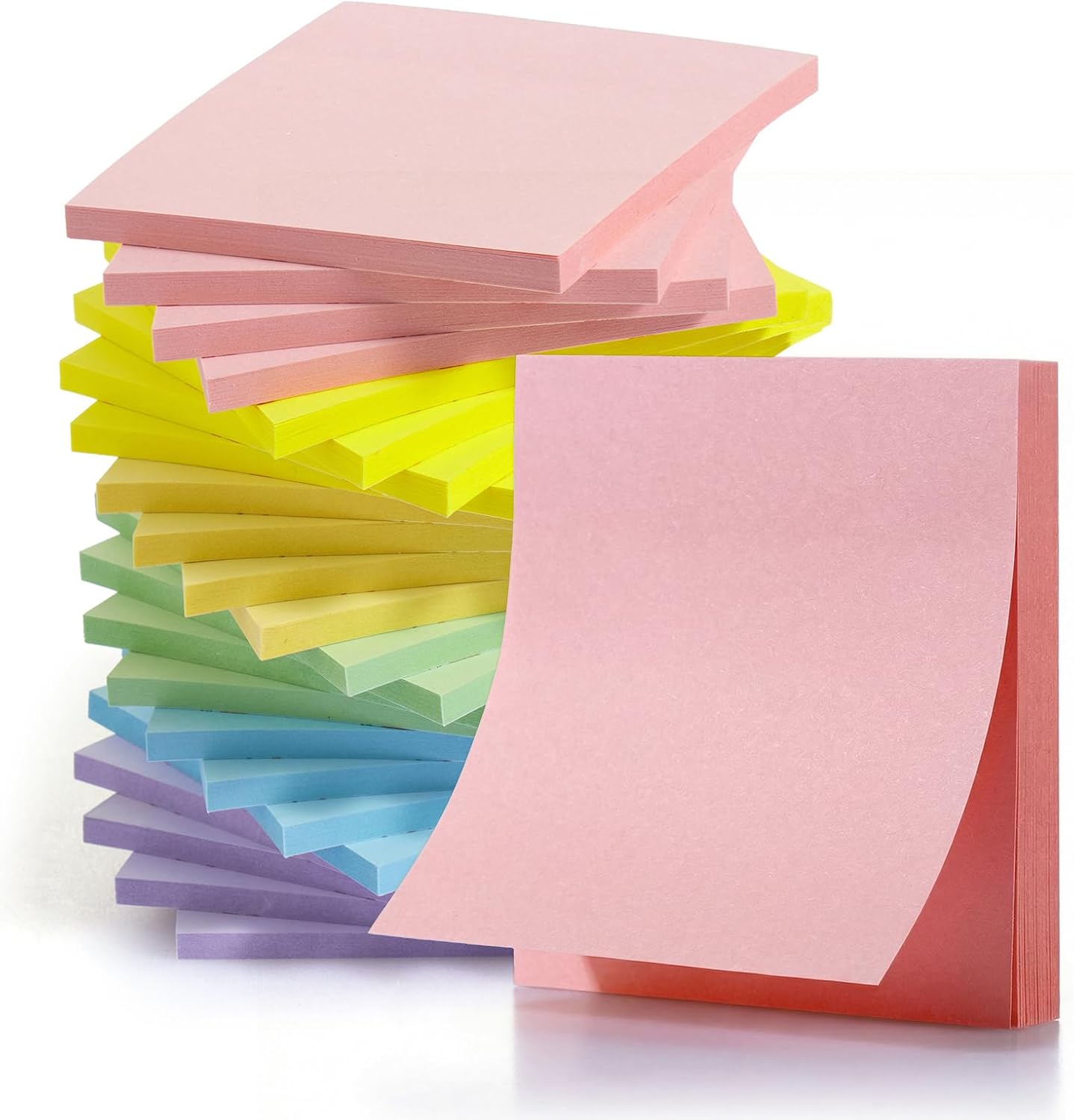 Detalle de KIFZM Self-Stick Note Pads (76 x 76 mm) – 24 bright square pads for office, home & presentations