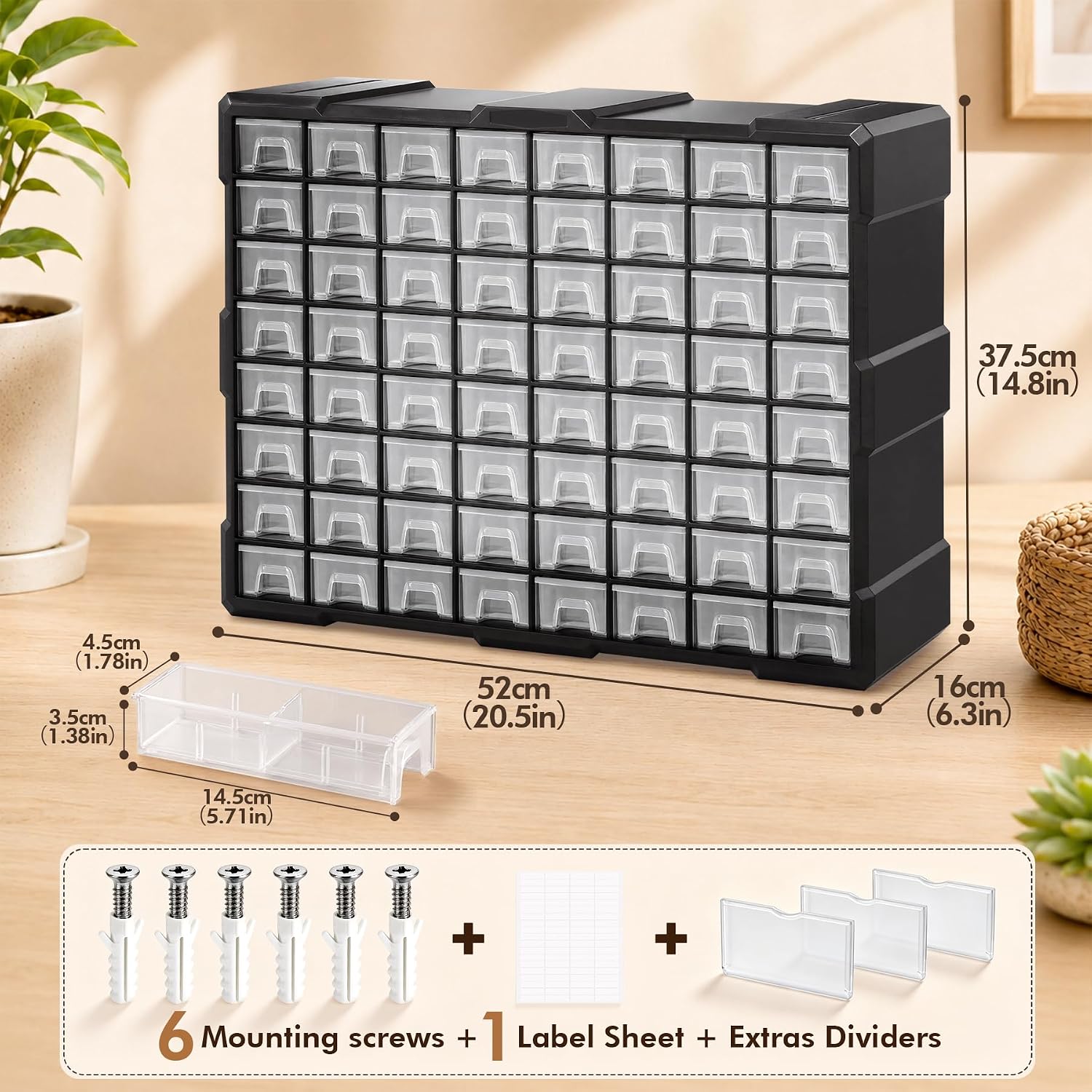 Detalle 2 de Small Parts Organizer with 64 Drawers