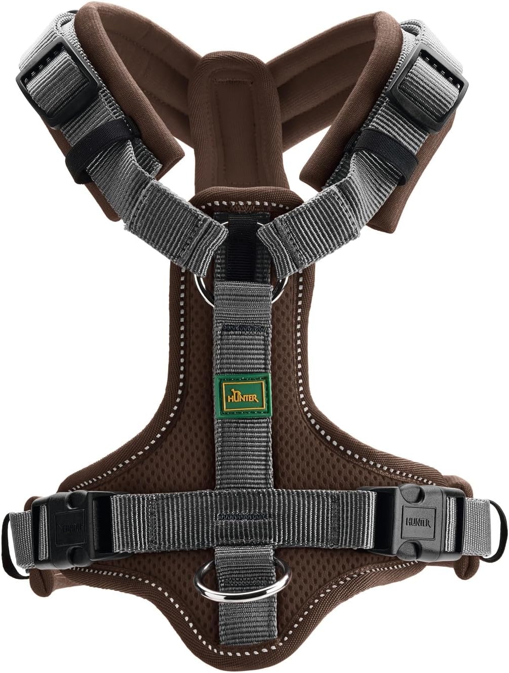 Detalle 2 de Hunter Hundegeschirr Maldon UP in braun/grau – weich gepolstert, 3M Scotchlite & 4-fach verstellbar (Größe XS-S)