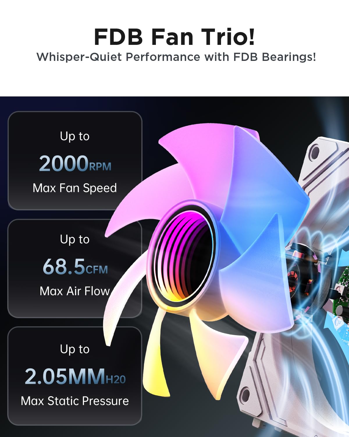 Detalle de AsiaHorse COSMIQ 120mm PC Case Fan with Infinity Mirror RGB (FDB, 2000 RPM)