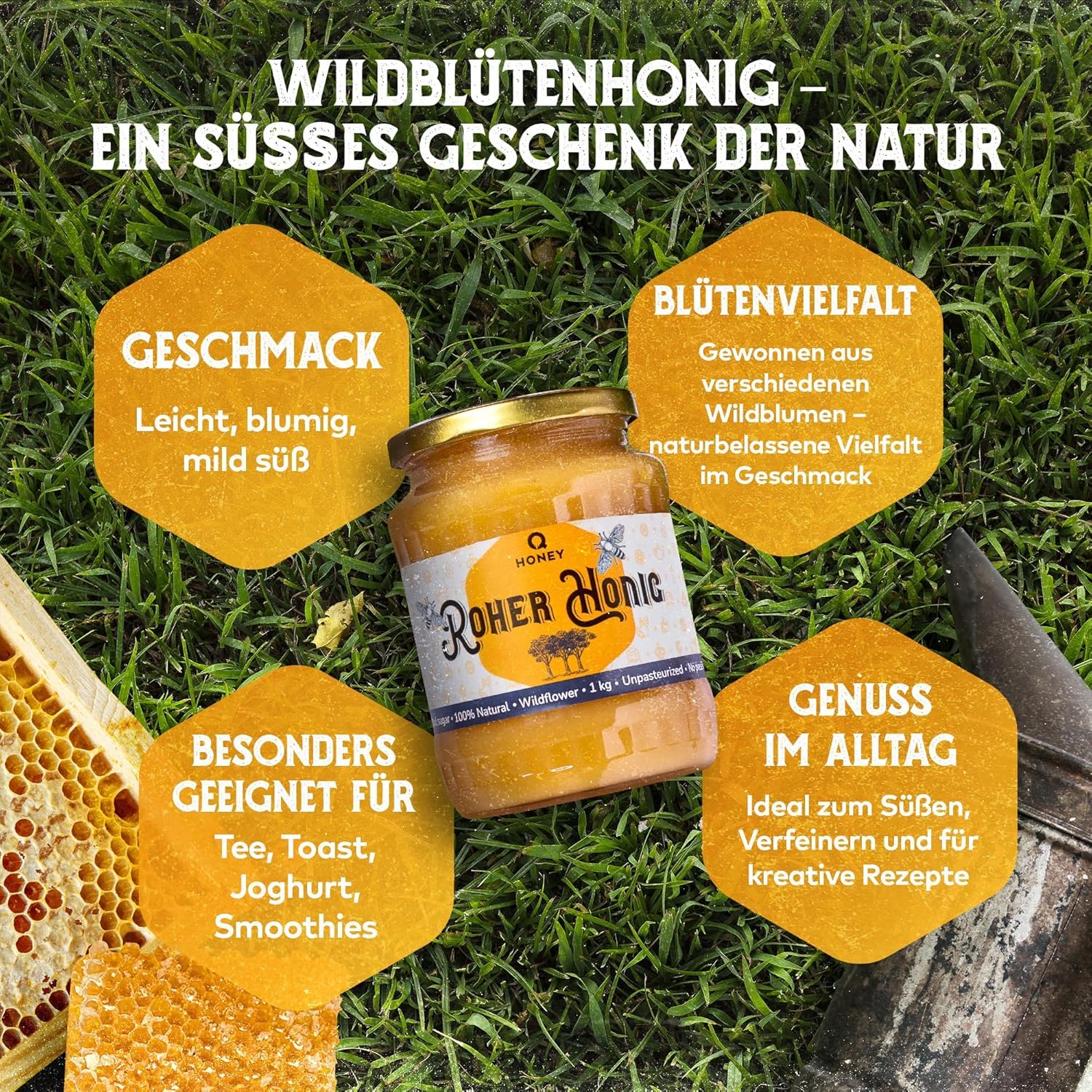 Thumbnail 4 de Q Honey Wildblütenhonig 1 kg 🍯
