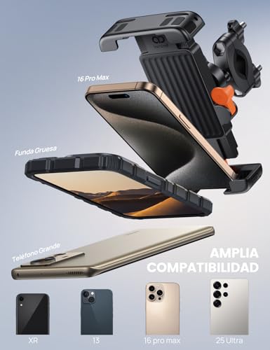 Detalle de Lamicall Soporte Móvil para Bicicleta y Motocicleta con Rotación 360°, Protección de Silicona y Bloqueo Sencillo
