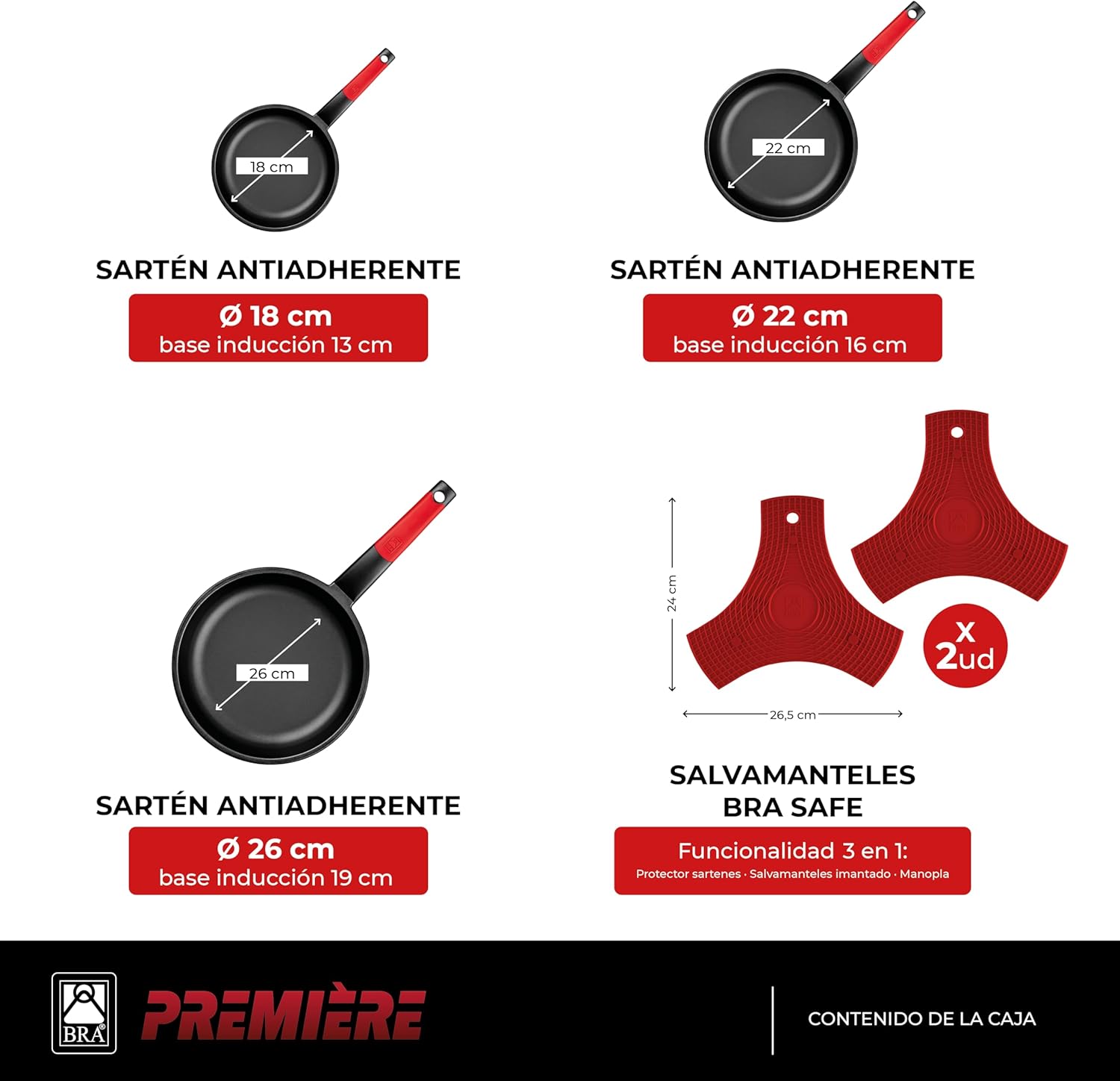 Detalle 2 de BRA Premiere | Set 3 sartenes Aluminio Antiadherente