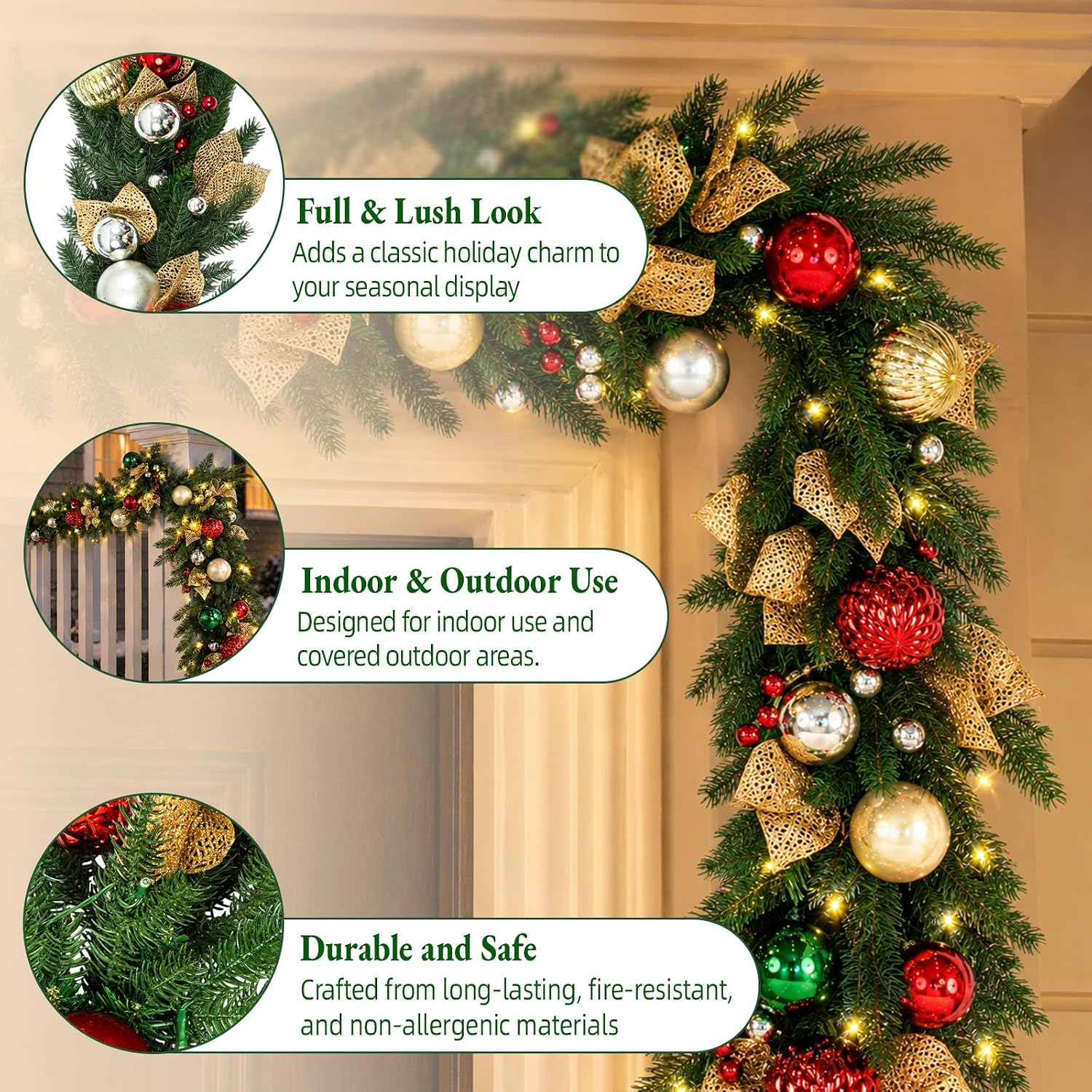 Detalle de Hykolity Christmas Garland 9 ft