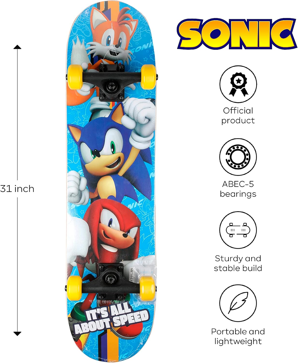 Detalle 2 de Sonic Character Cruiser Skateboard with ABEC 5 Bearings 🛹