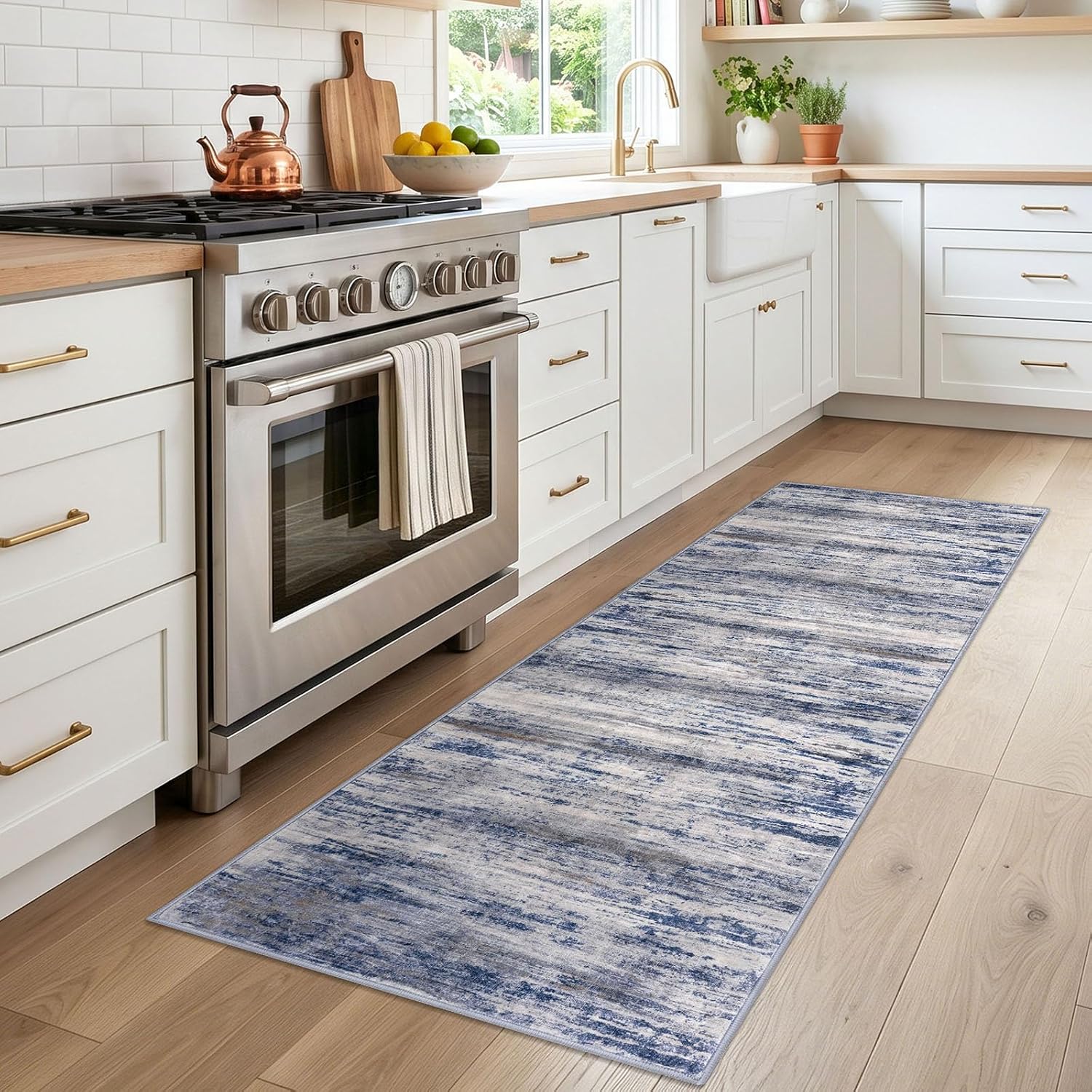 Detalle 2 de KOZYFLY Modern Abstract Washable Rug Runner (2x6) for Hallways, Entryways & More