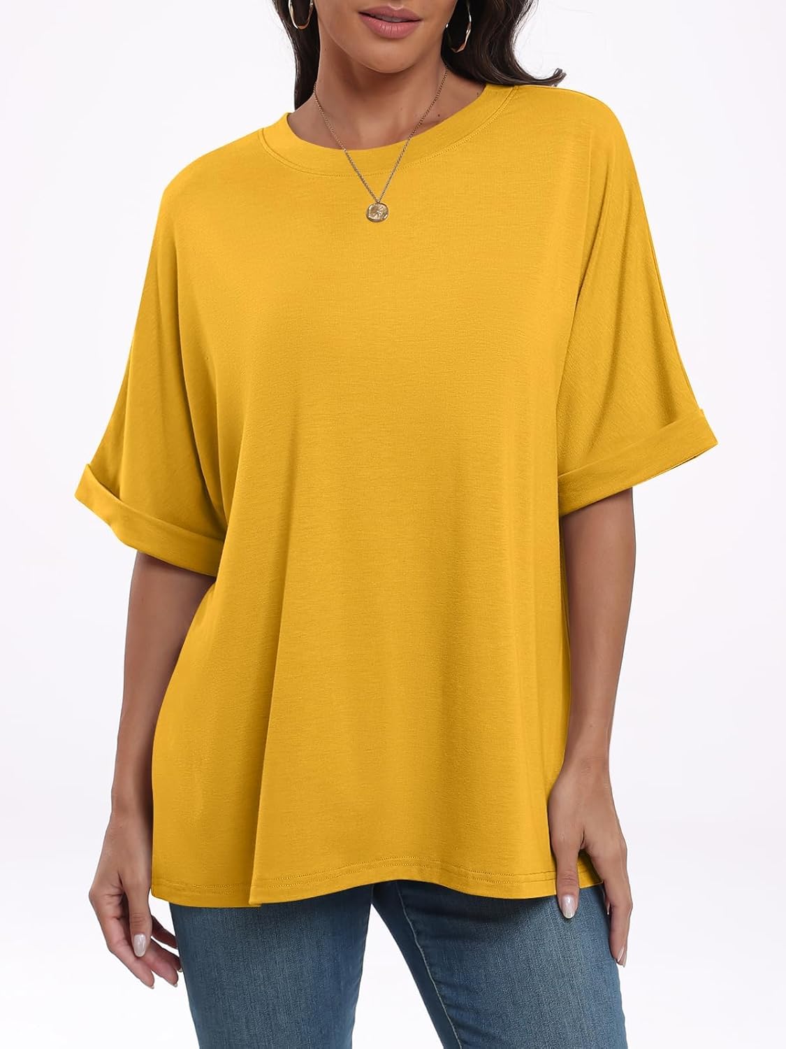 Thumbnail 2 de Cuptacc Damen Oversize T-Shirt – Rundhals Tunika-Look kurzarm, locker & basic