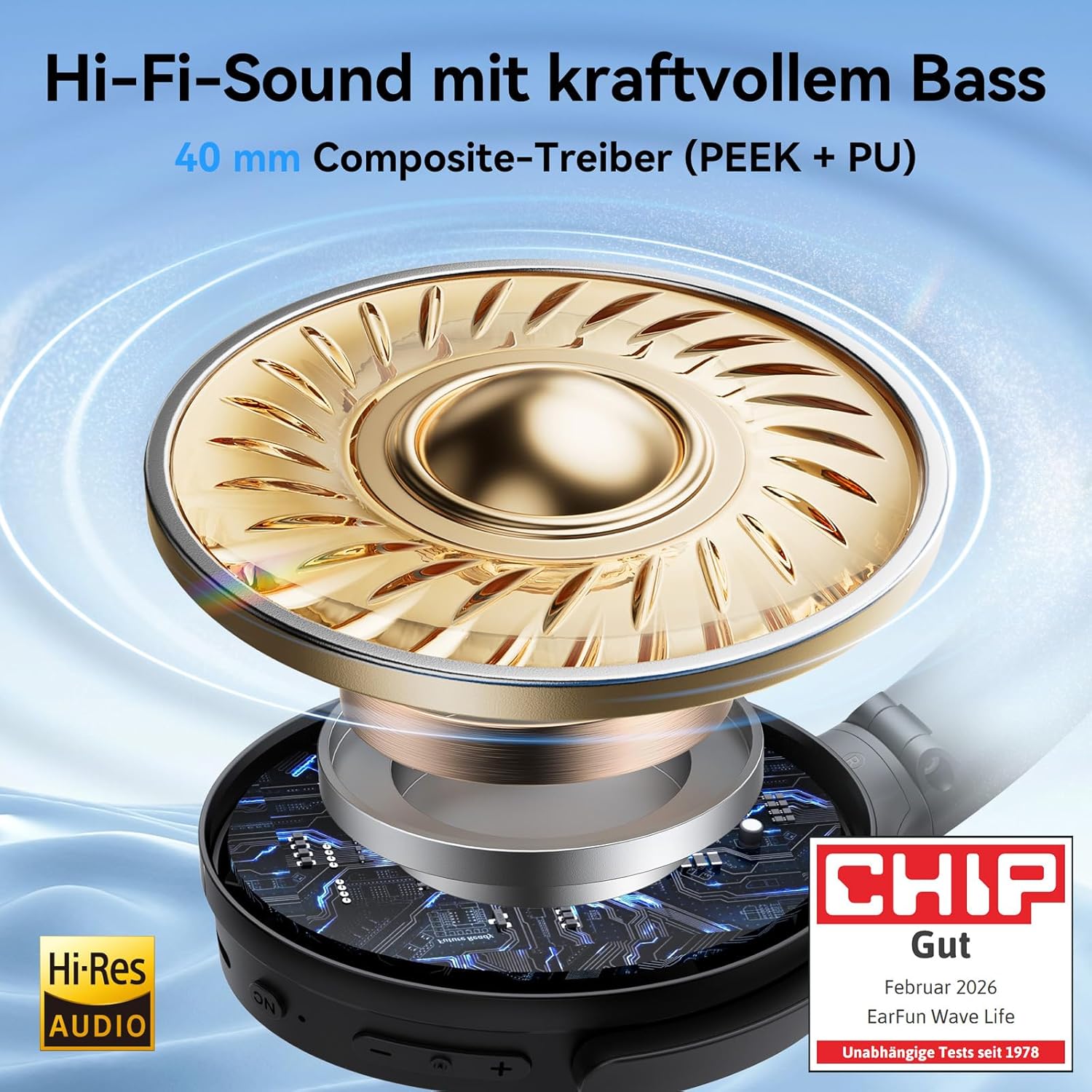 Thumbnail 1 de EarFun Wave Life Over‑Ear Kopfhörer, ANC, 60 Std